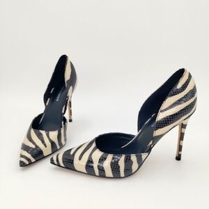 Marc Fisher Christa Heel Slip On Padded Insole Zebra Print D'Orsay Heel Size 6.5
